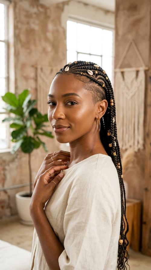 Tribal Braids with a Side Shave
