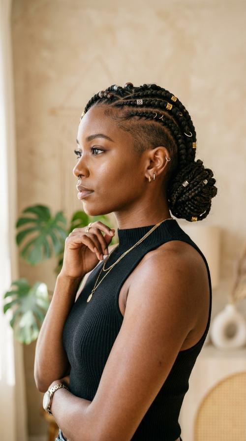 Tribal Braids with a Side-Swept Undercut
