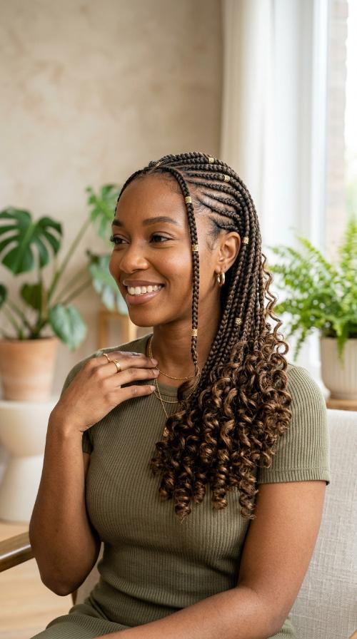 Tribal Braids with Curly Ends