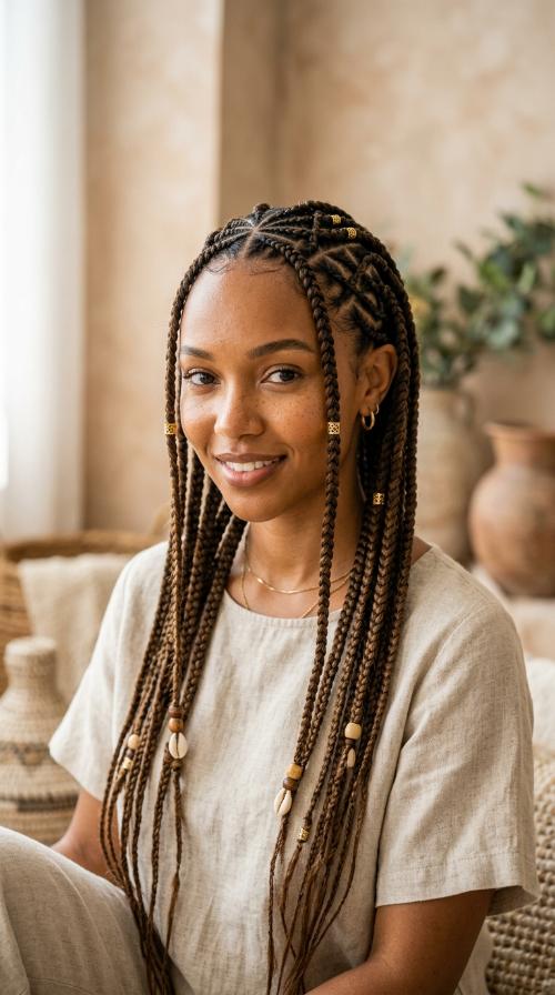 Tribal Braids with Frontal Criss-Cross Patterns