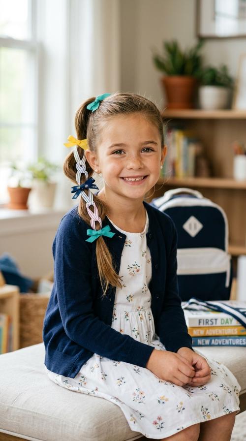 Triple Ponytail with Ribbon Links