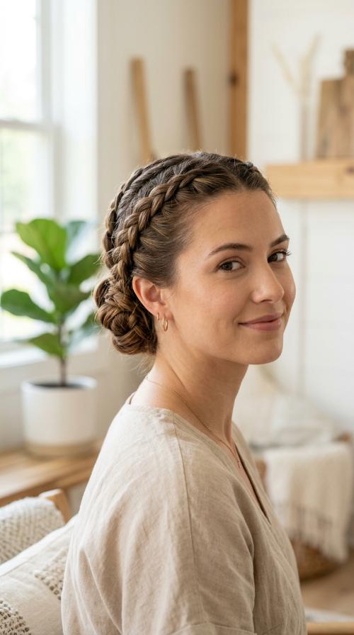 Tucked-In Four-Braid Updo