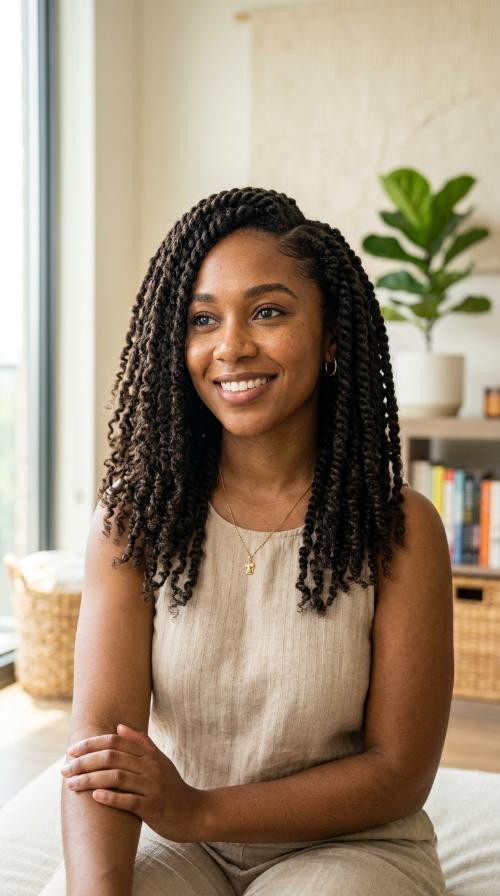 Twist Out with Deep Side Part