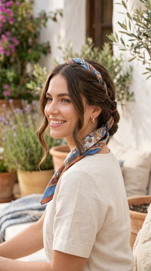 Twisted Chignon with Scarf