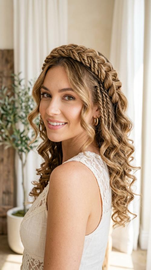 Twisted Rope Crown with Bounce Curls