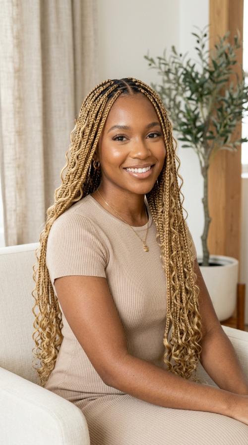 Ultra-Thin Honey Blonde Goddess Braids