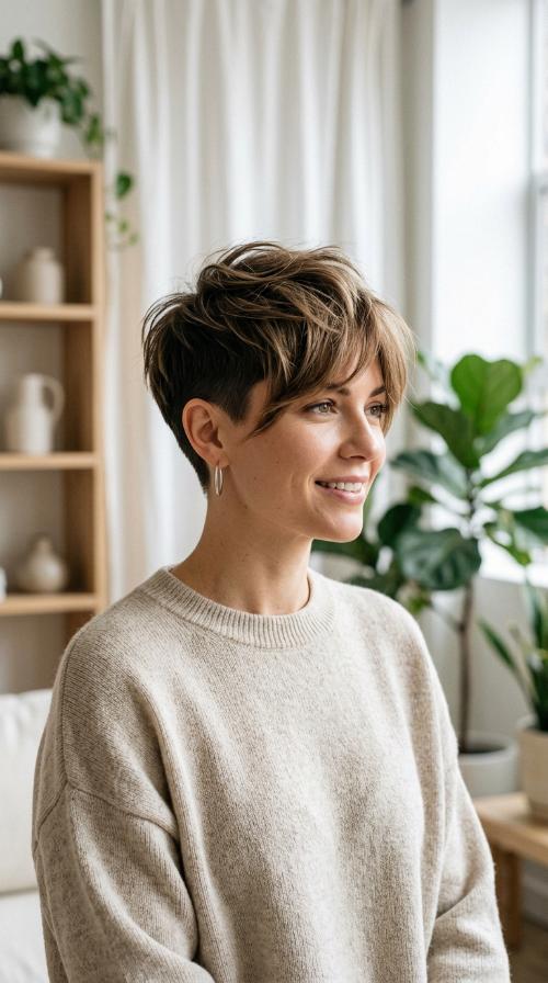 Undercut Pixie with Long Top