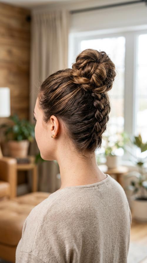 Upside Down Braided High Bun
