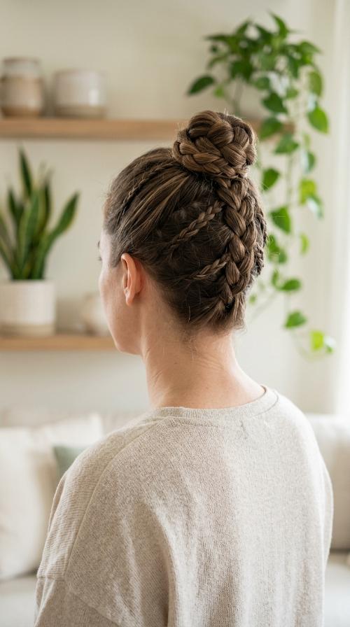 Upside-Down French Braid into Bun