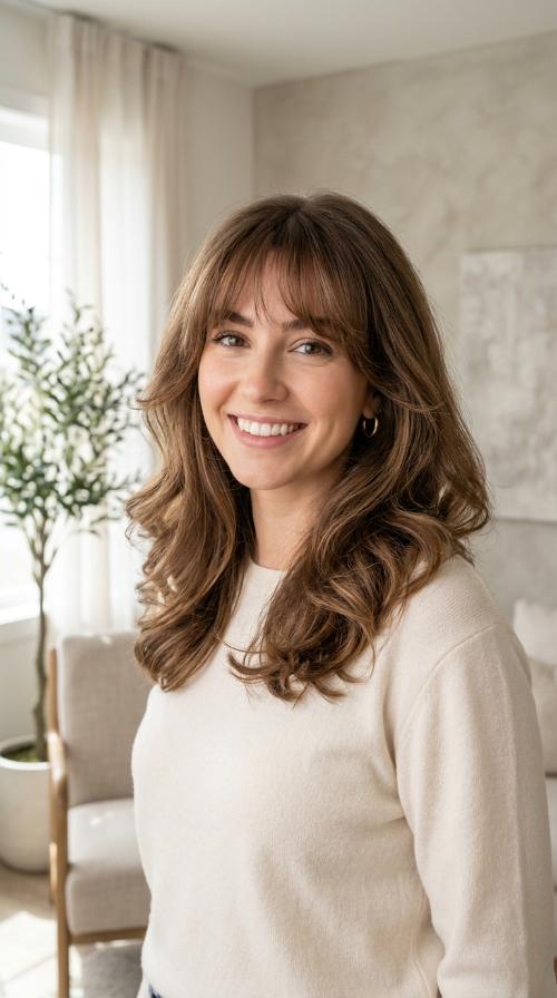 Voluminous Blowout with Wispy Fringe