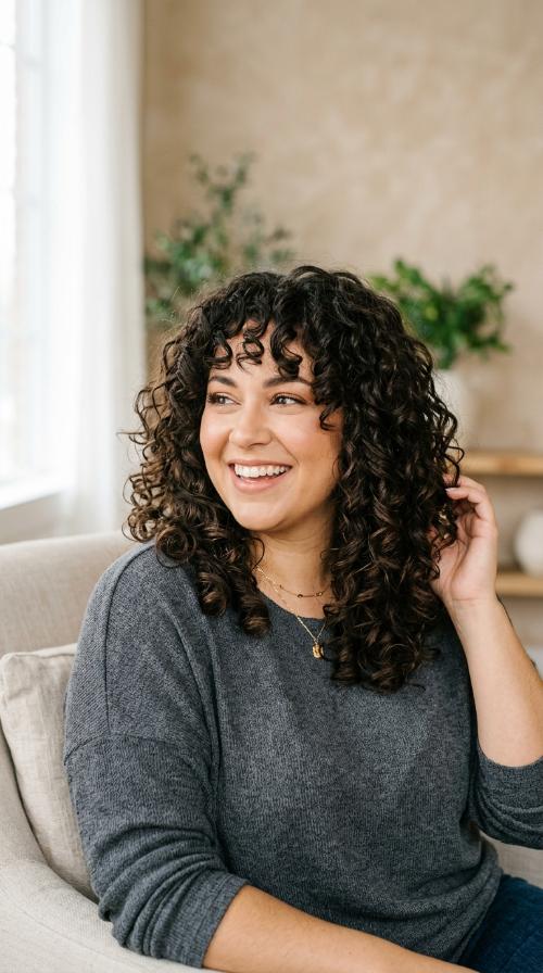 Voluminous Curls with Face-Framing Layers