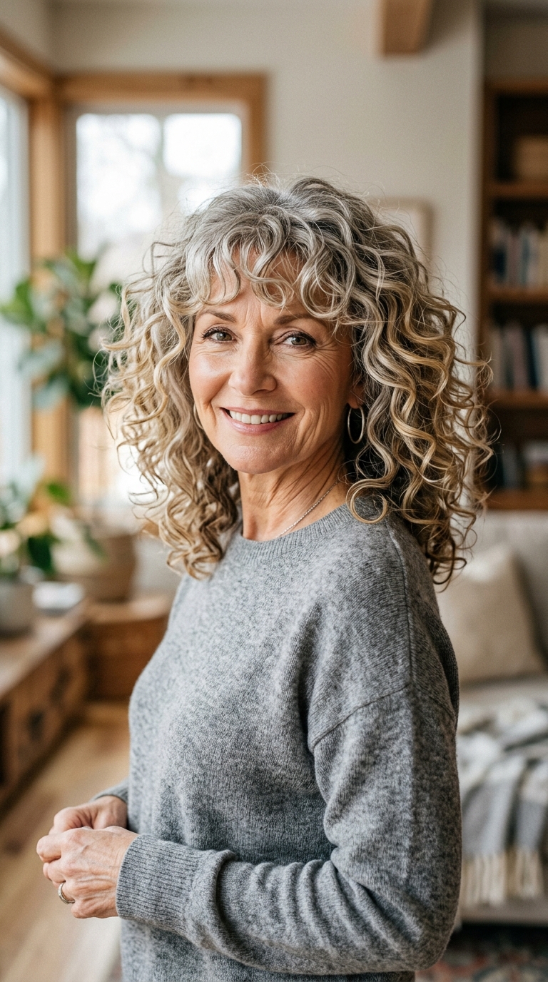 Voluminous Curls with Fringe