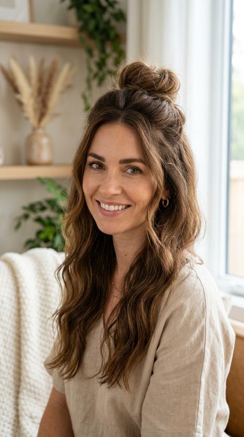 Voluminous Half-Up Top Knot