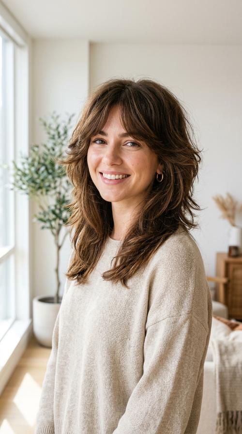 Voluminous Shag for Thick Hair
