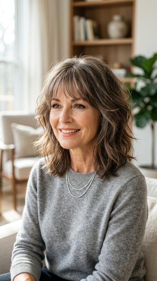 Voluminous Shullet with Light Bangs