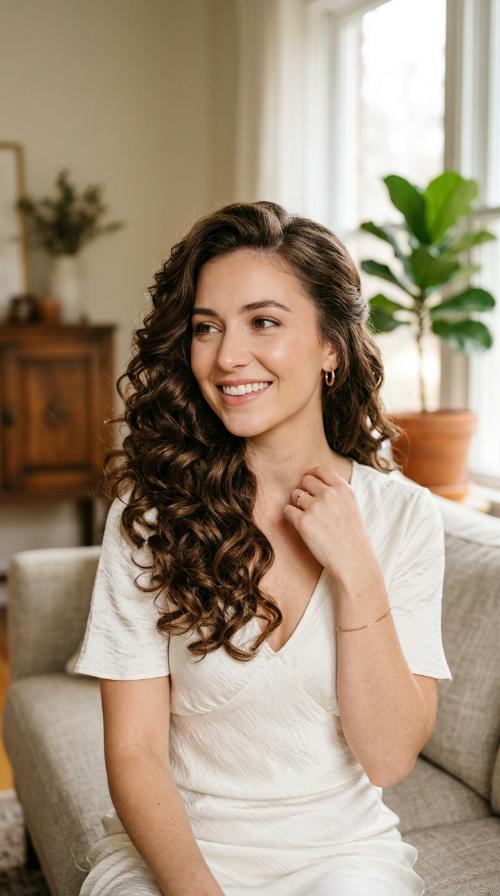Voluminous Side-Swept Curls