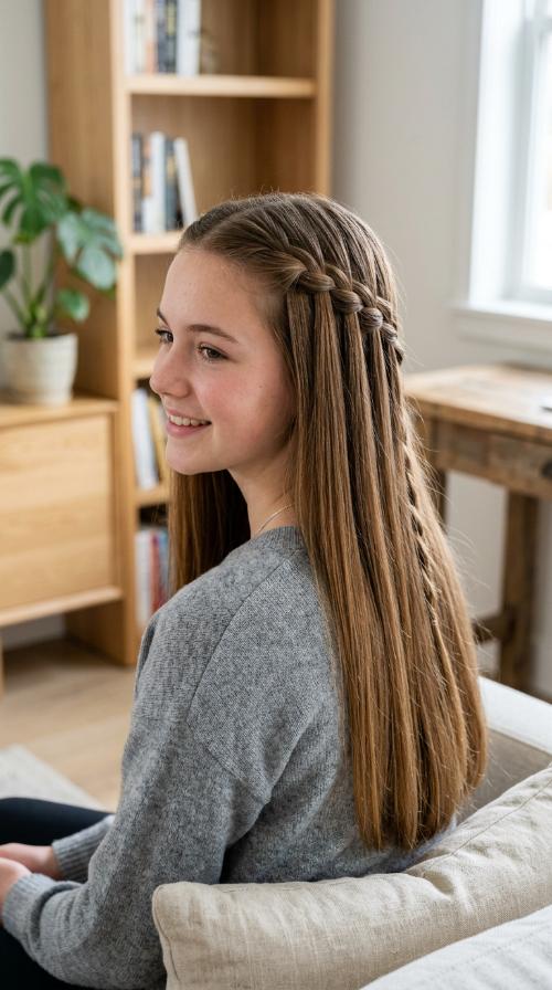 Waterfall Braid for Straight Hair