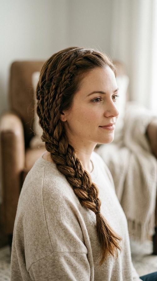 Waterfall Braid into a Side Braid