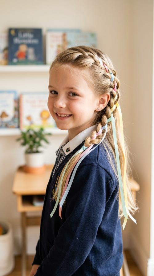 Waterfall Braid with Silk Streamers