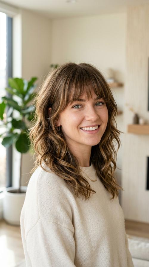 Wavy Layered Cut with Bangs