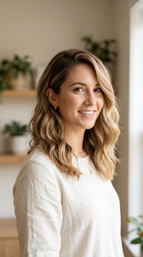 Wavy Lob with Balayage