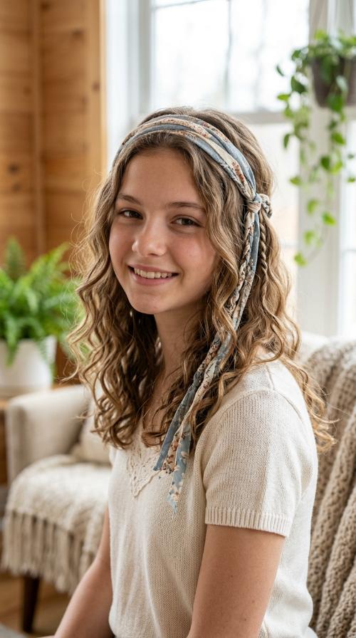 Wavy Tresses with Ribbon Headband