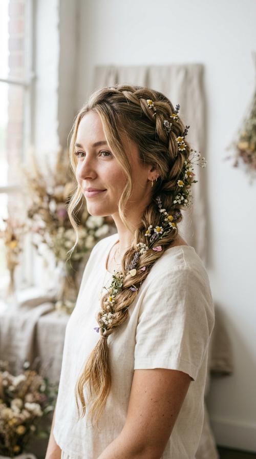Wildflower-Infused French Braid