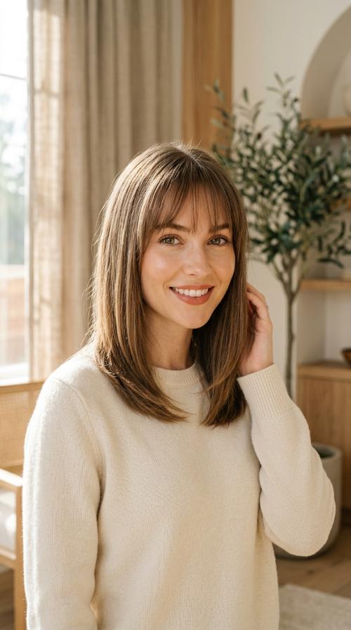 Wispy Bangs with Mid-Length