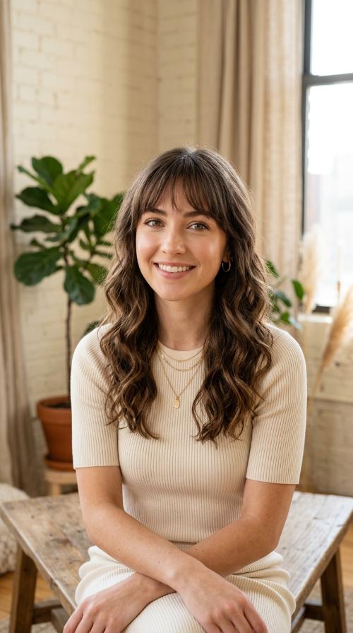 Wispy Bangs with Mid-Length Waves