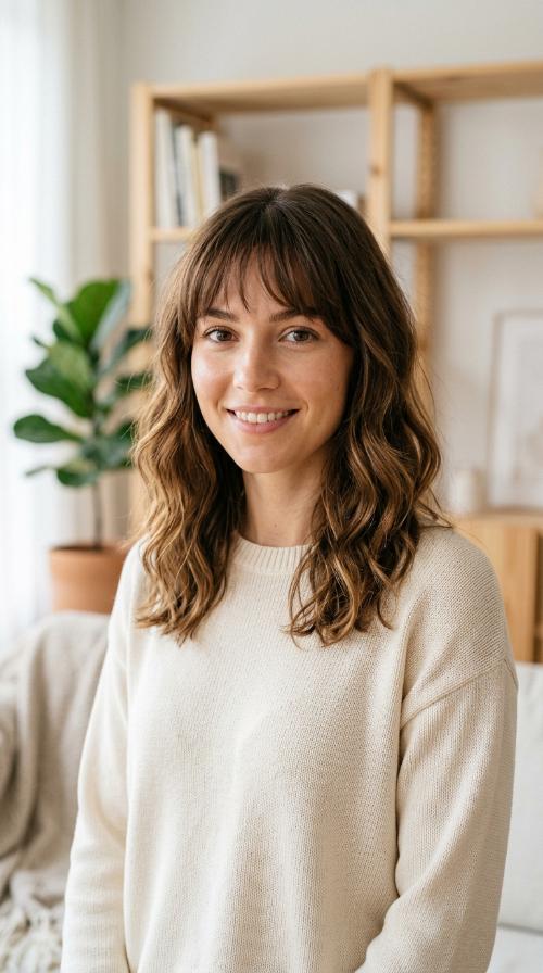 Wispy Bangs with Mid-Length Waves