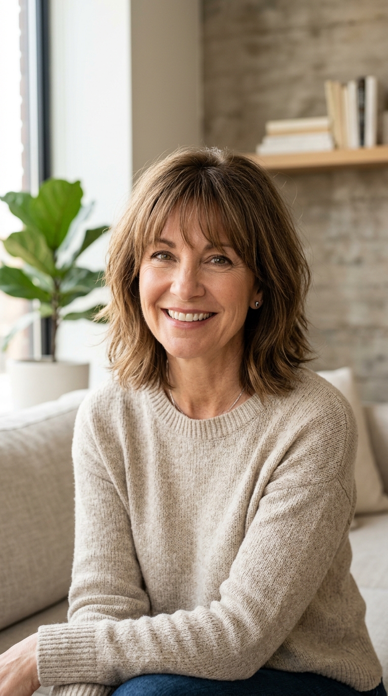 Wispy Fringe with Mid-Length Hair