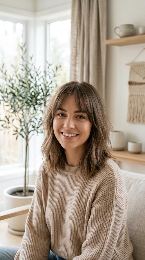 Wispy Lob with See-Through Bangs
