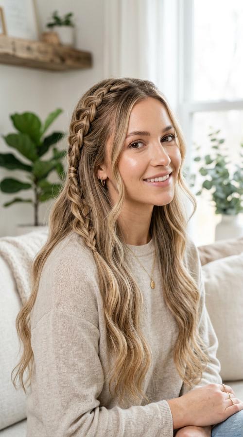 Wrapped Waterfall Half Braid