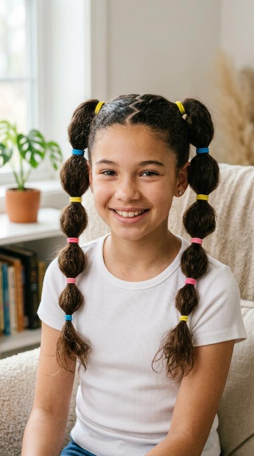 Zig-Zag Parted Bubble Pigtails