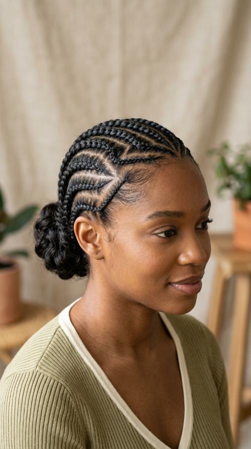 Zig-Zag Parted Cornrows