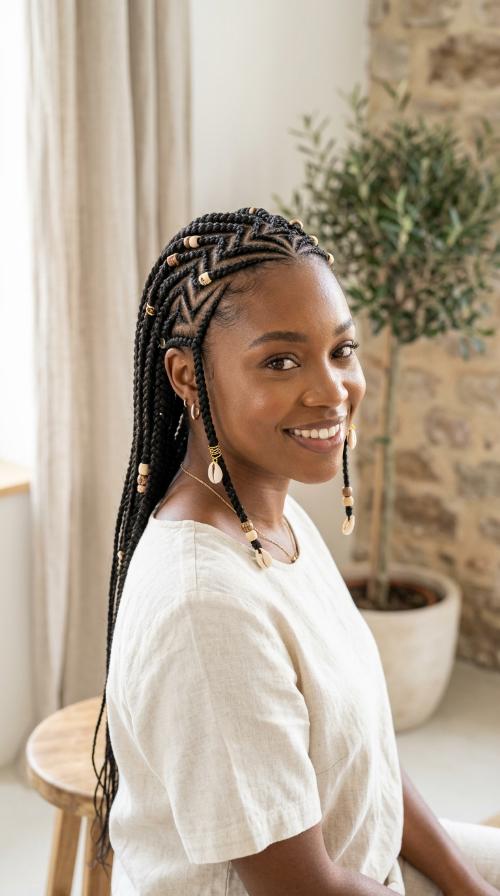 Zig-Zag Parting Lemonade Braids