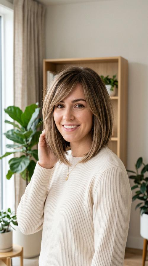 A-Line Bob with Side-Swept Bangs