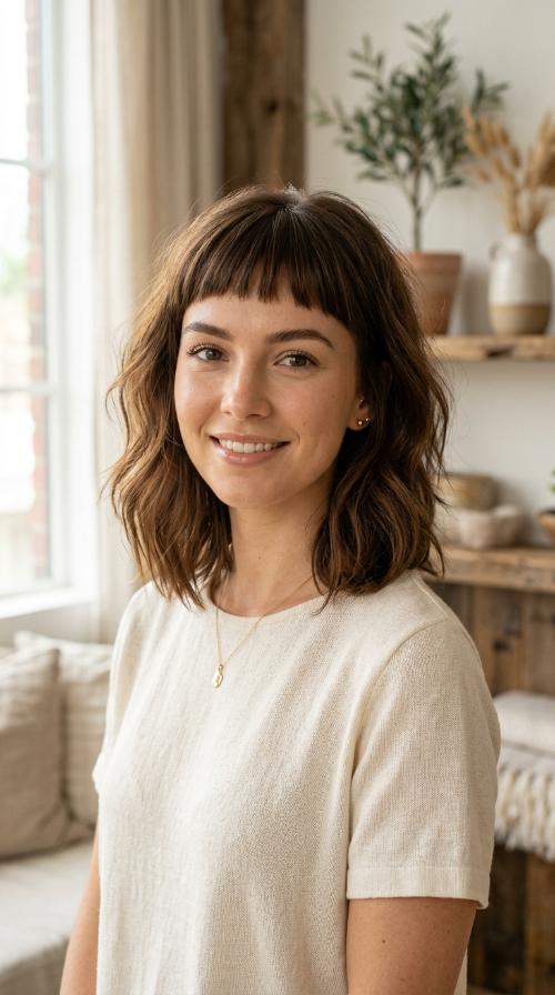 A-Line Long Bob with Micro Bangs