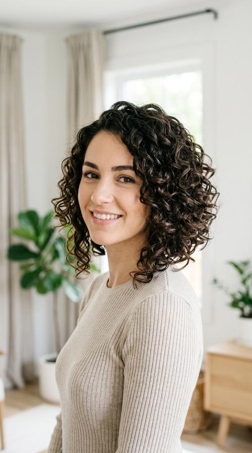 Angled Curly Bob