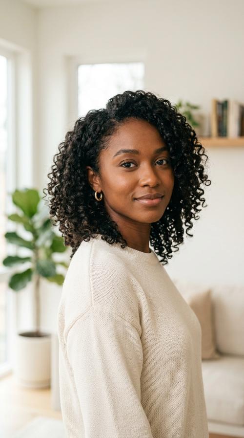 Angled Curly Lob