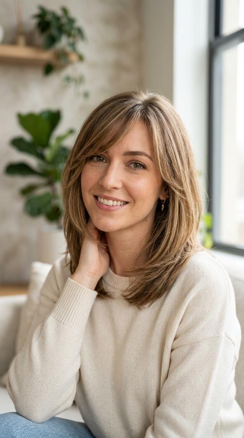 Angled Layers with Side-Swept Bangs
