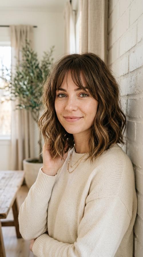 Angled Lob with Sparse Bangs
