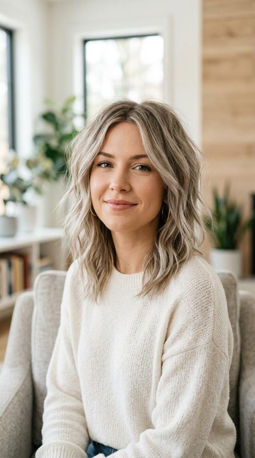 Ash Blonde Shag with Choppy Layers