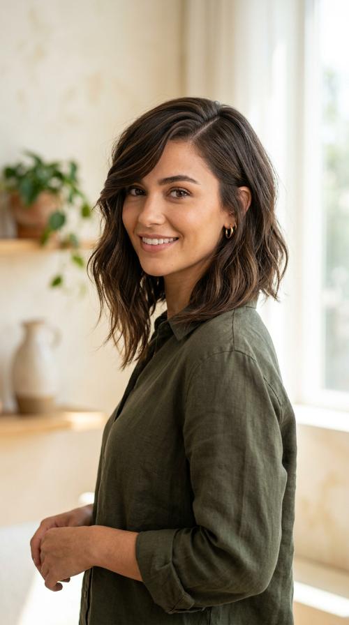 Asymmetrical Bob with Deep Side Part