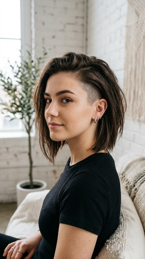 Asymmetrical Bob with Deep Undercut