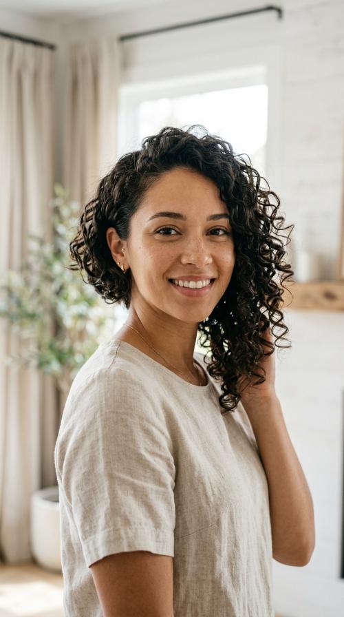Asymmetrical Curly Bob