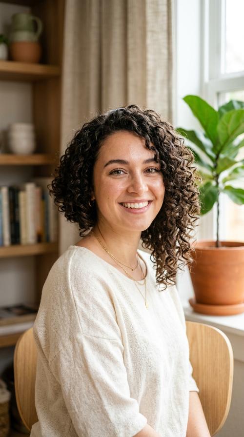 Asymmetrical Curly Bob