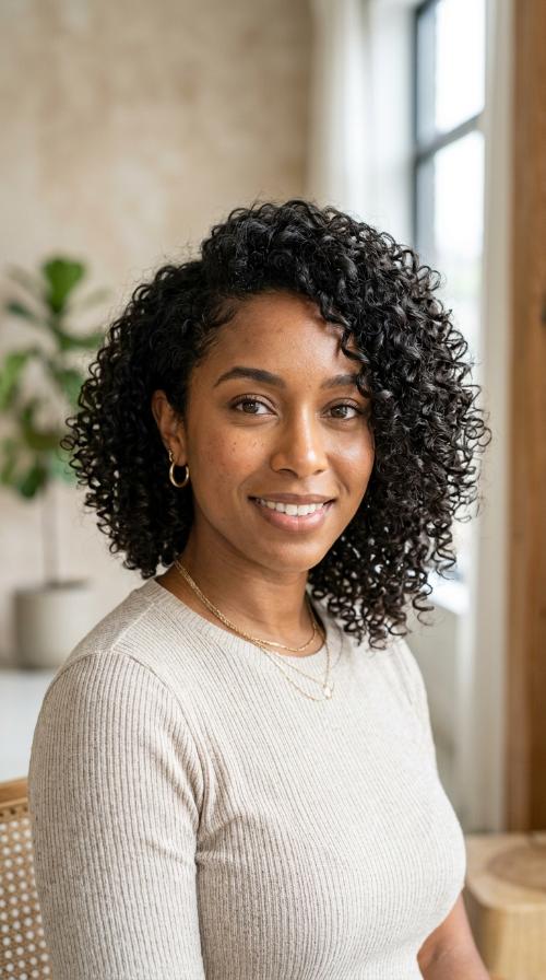 Asymmetrical Curly Cut