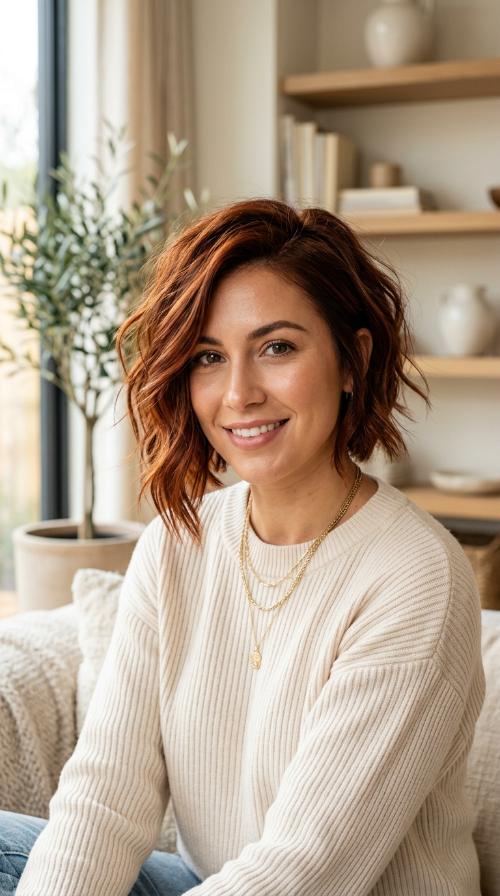 Asymmetrical Dark Copper Bob
