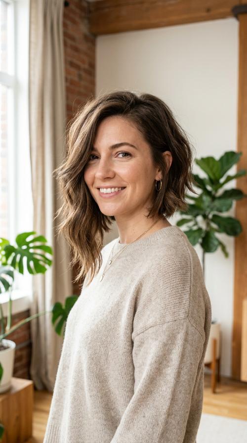 Asymmetrical Mid-Length Bob
